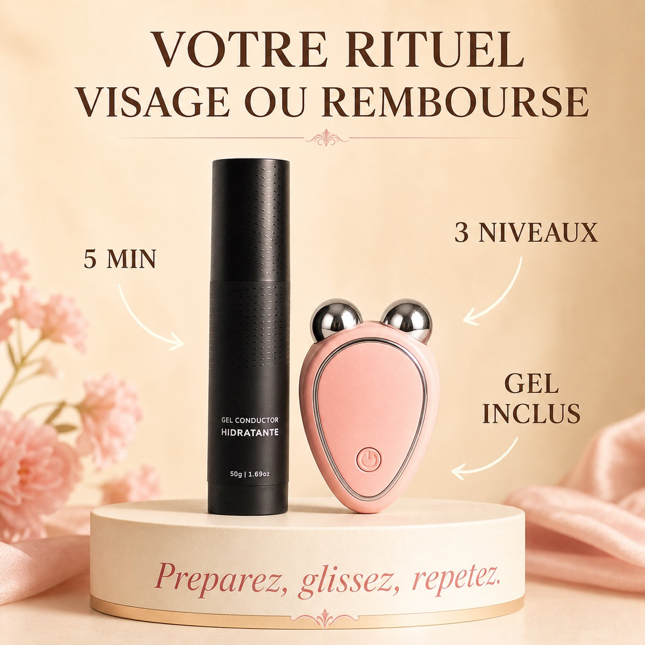 Appareil Lifting Visage Rose - Microcourant