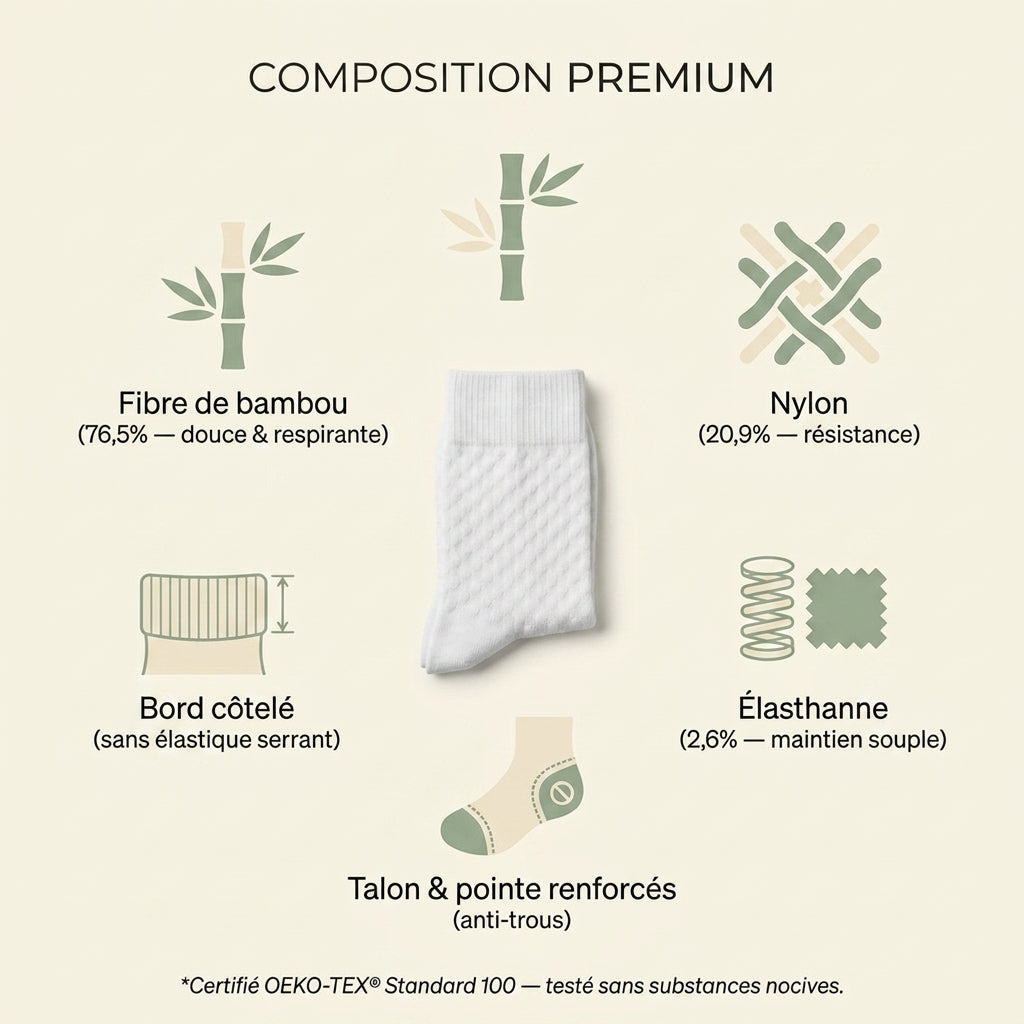 Chaussettes Bambou Premium - Pack 4 Paires
