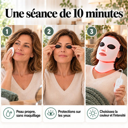 Séance de masque LED de 10 minutes en 3 étapes
