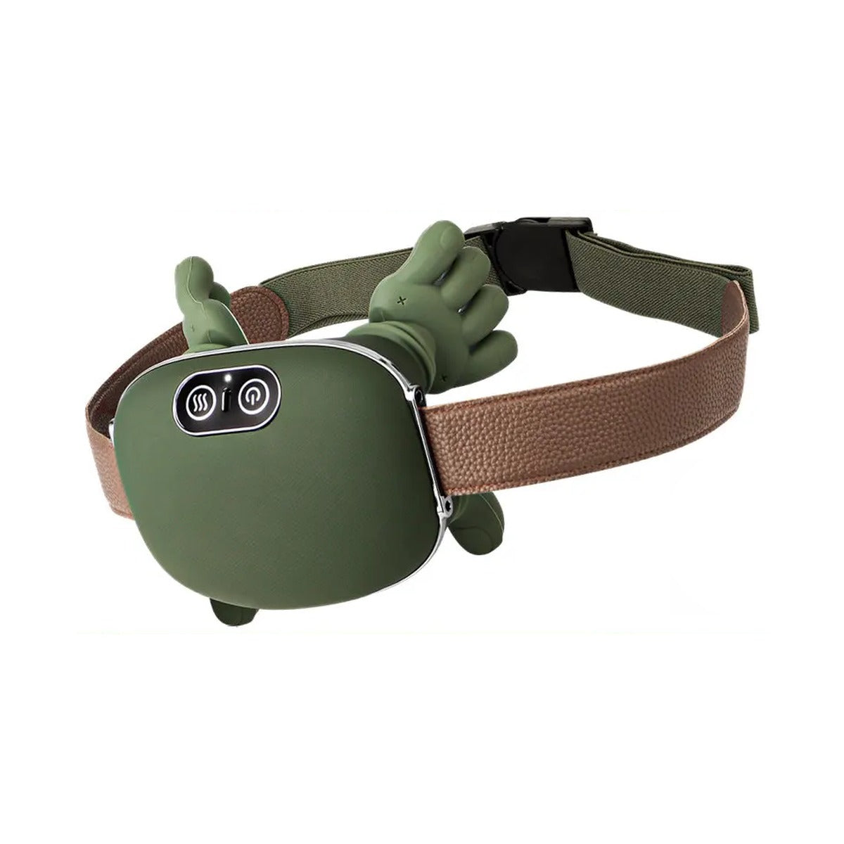 Masseur cervical sans fil vert sauge sur fond blanc