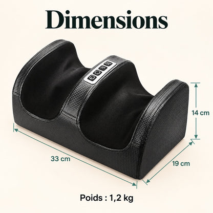 Dimensions du masseur de pieds : 33 × 19 × 14 cm, 1,2 kg