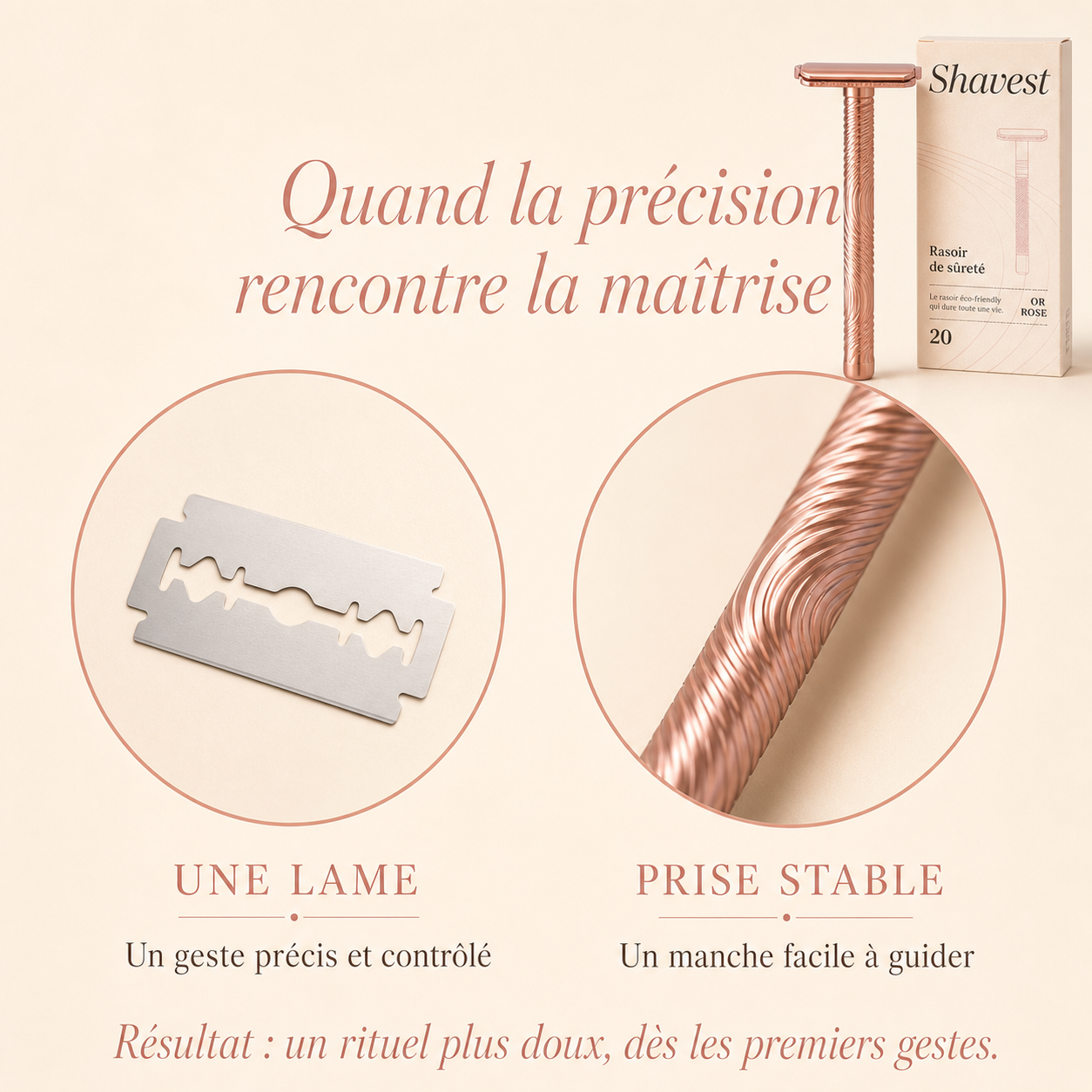 Rosélia™ - Rasoir de Sûreté Or Rose