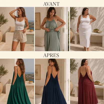 Solarea™ - Robe Longue Dos Nu avec Poches