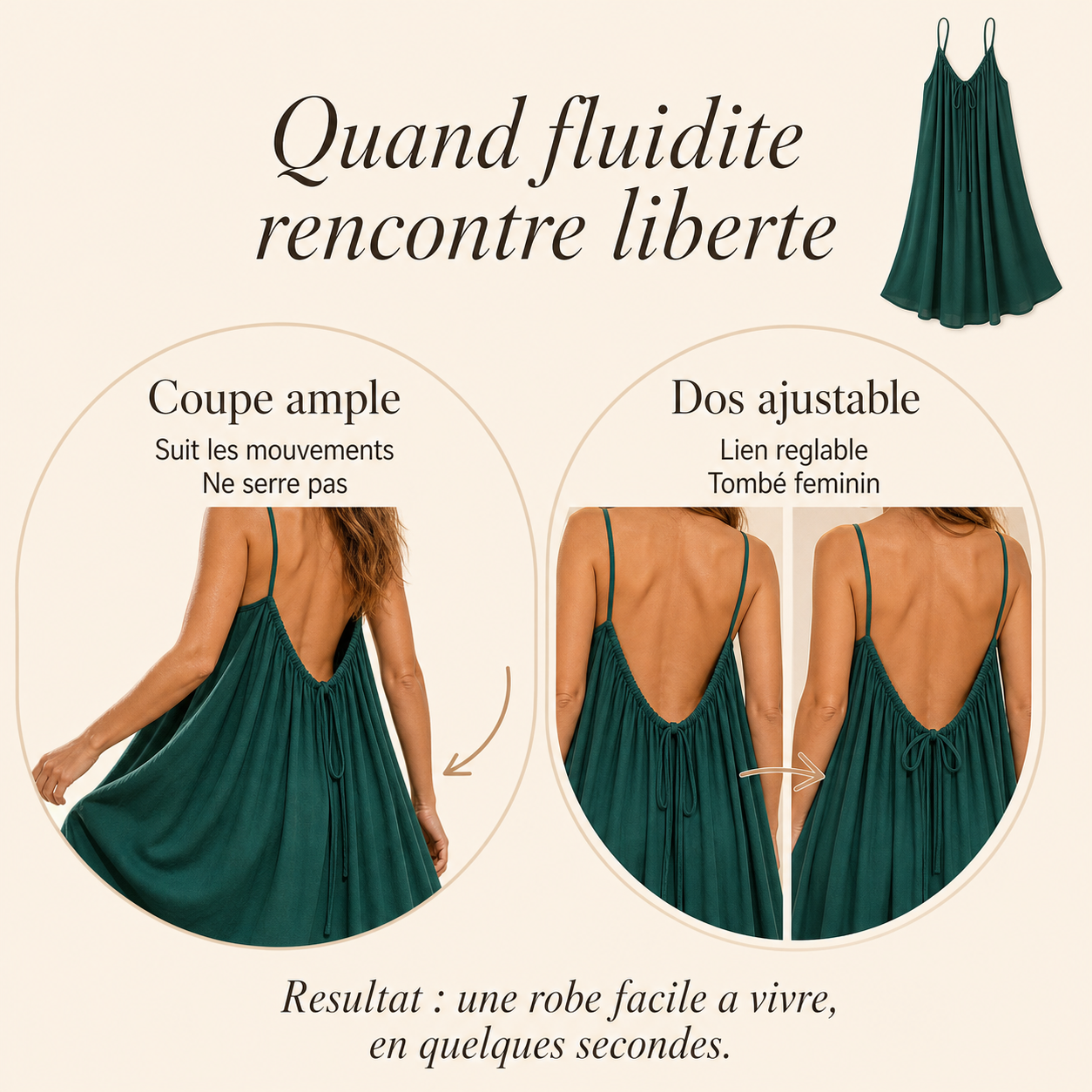 Solarea™ - Robe Longue Dos Nu avec Poches