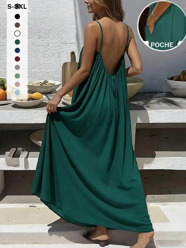 Solarea™ - Robe Longue Dos Nu avec Poches