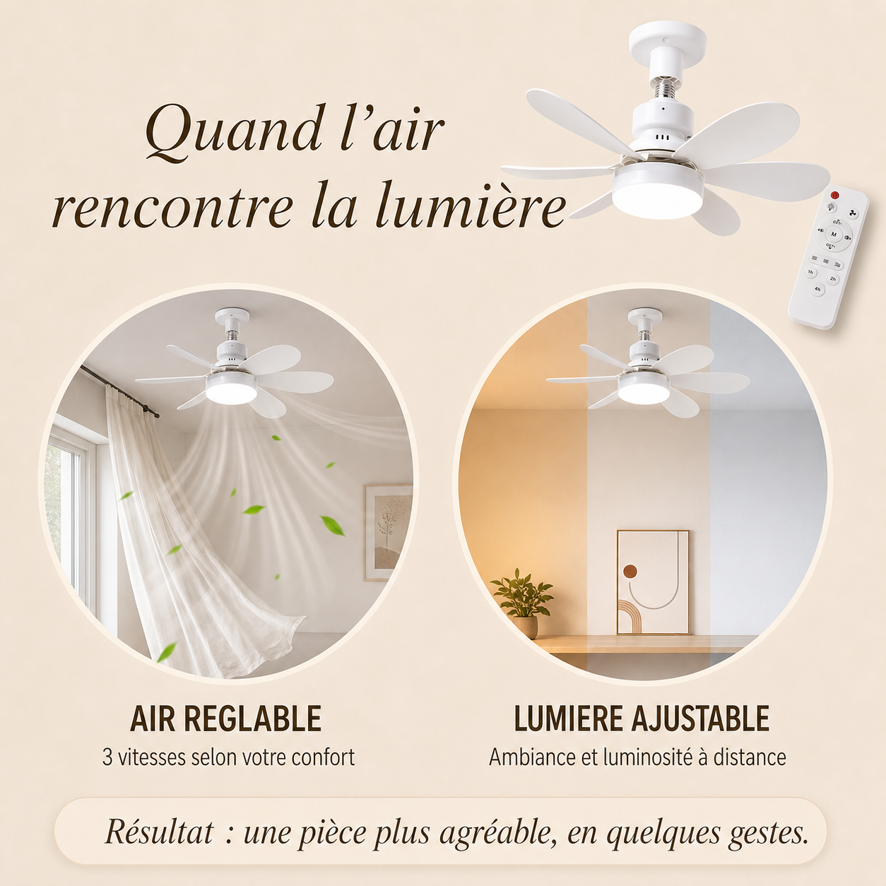 AéroLume™ - Ventilateur Plafond E27 avec Lumière